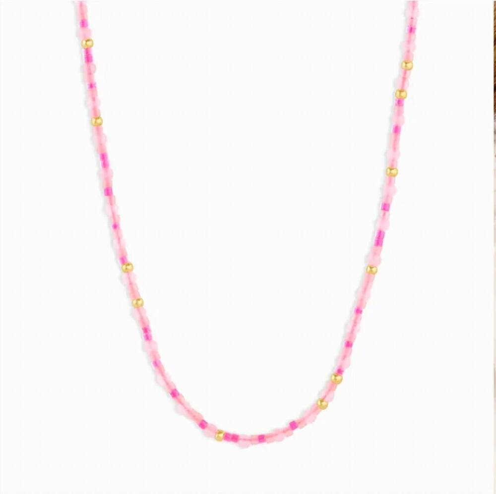 NEW GORJANA women's poppy gem necklace in rose quartz